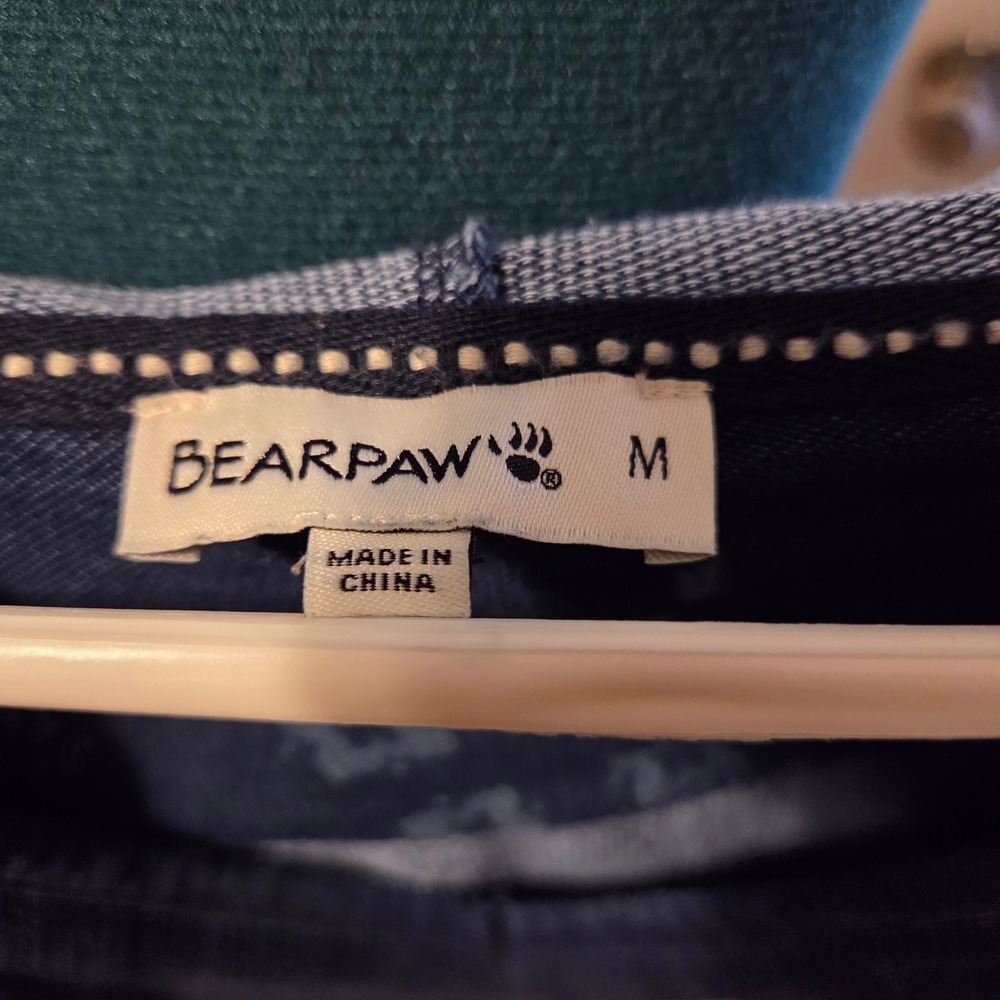 Bearpaw Women's Blue V-Neck Hooded Pullover Sweatshirt Casual Comfy‎ Medium - Picture 2 of 6